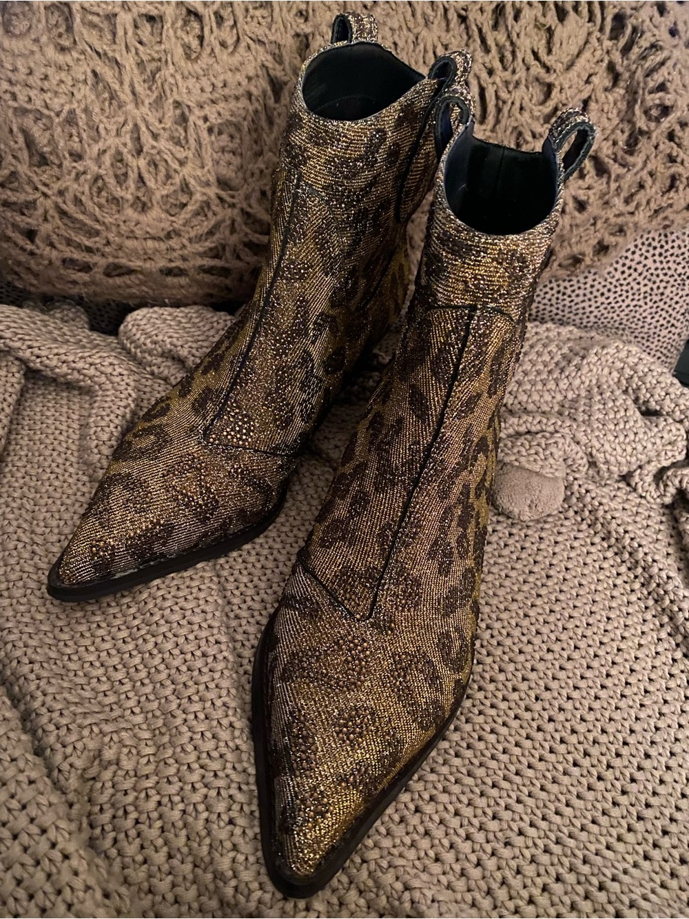 Jessica Simpson sequin leopard cowboy boots NEW 9